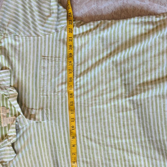 The Territory Ahead Green White Striped Polo Shirt 100% Cotton Size Large - Picture 4 of 5